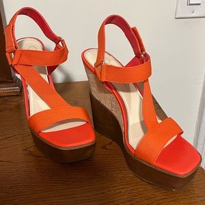 Jessica Simpson orange wedge sandals never worn